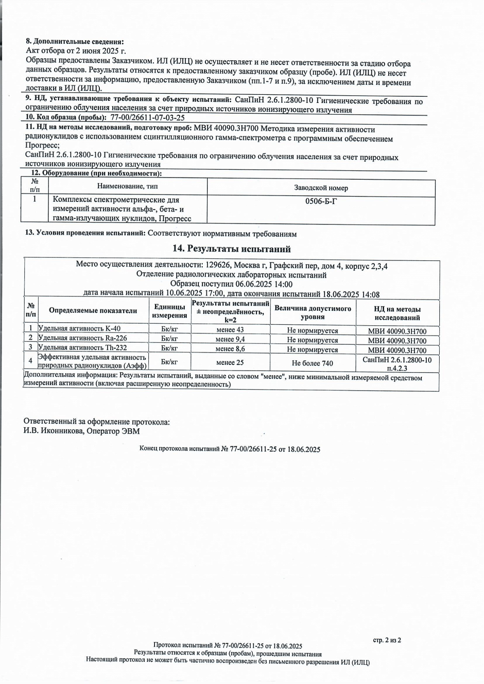 ПИЩ. ФАРМ. ПРОТОКОЛ ИСПЫТАНИЙ НА ИЗДЕЛИЯ С КСМГ ПВ ПАСЕВА